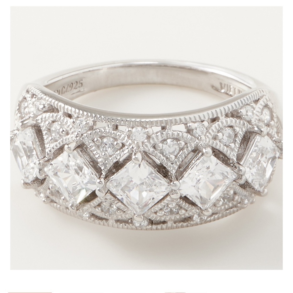 Elegant Silver Diamonique Women's Ring